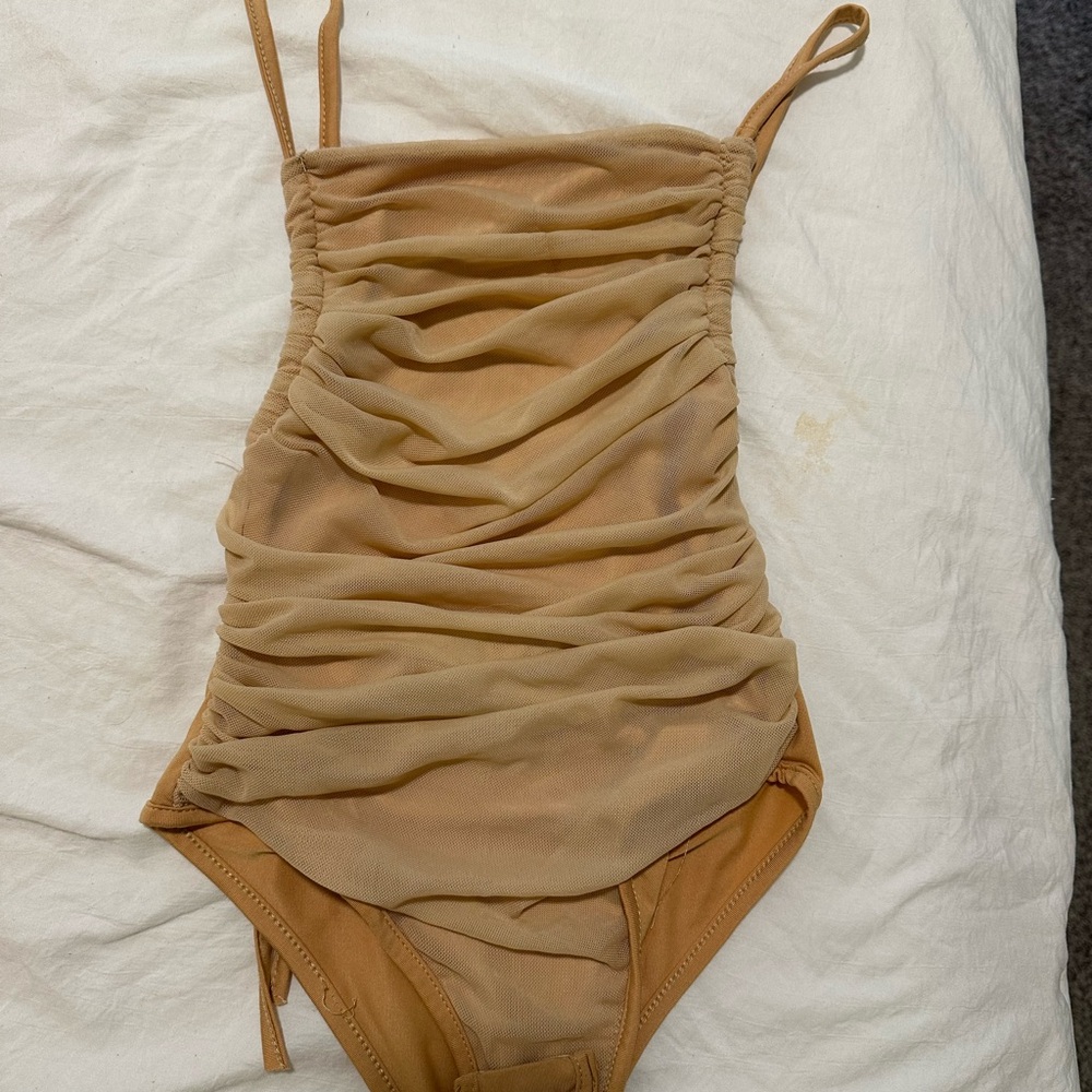 Tan Back Strappy Body Suit